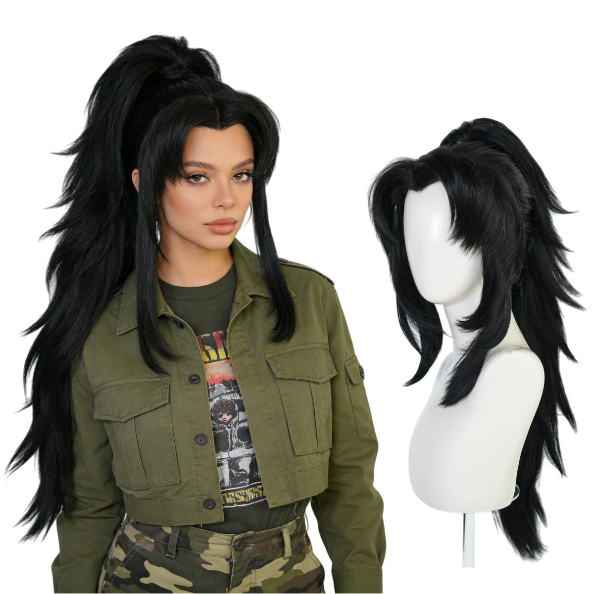 Cosplay Anime Expo - Anime cosplay wig black hairstyle Halloween,