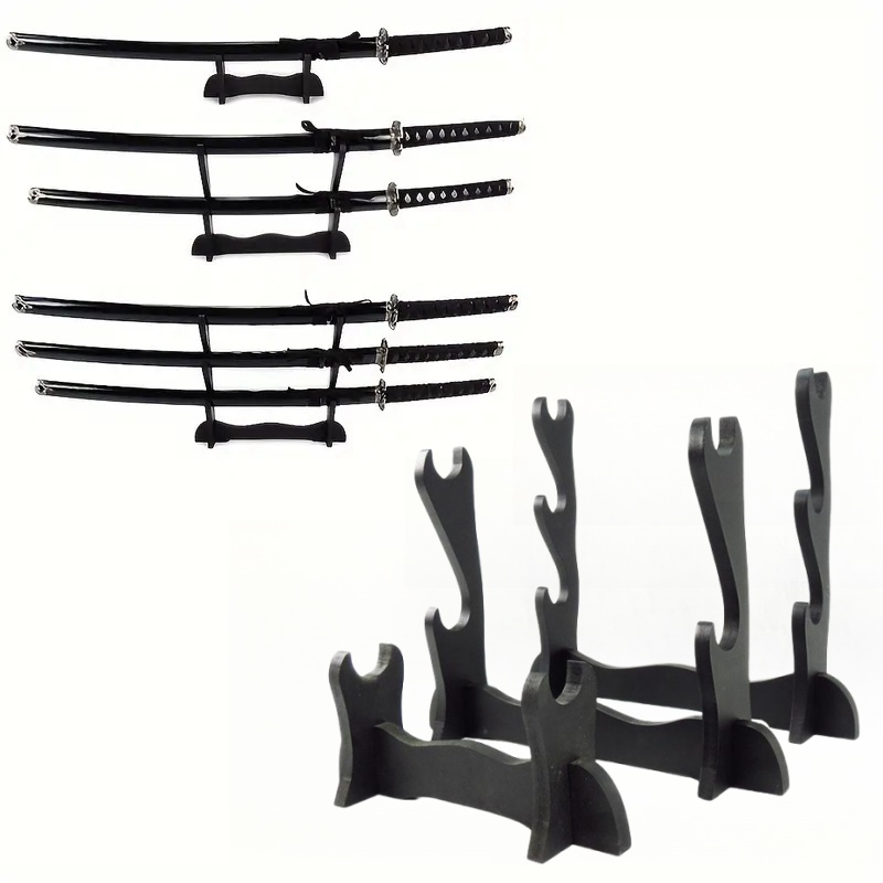 Anime Cosplay Katana - Black Samurai Sword Display Stand Anime